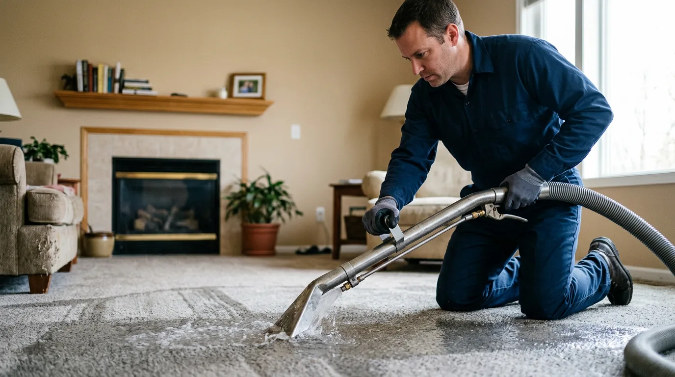 Water damage restoration technician working near Mansfield, AR